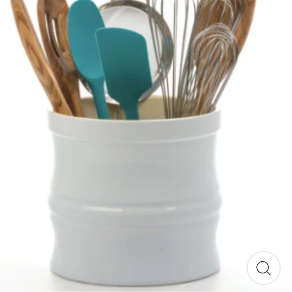 Oversized white stoneware utensil crock w/lazy susan - Picture 5 of 6